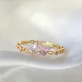 Elegant gold finish open adjustable ring with purple zircon butterfly flower design - Adjustable Open / Purple Marquise Butterfly (JZ041)