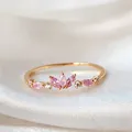 Elegant gold adjustable ring with pink floral zircon stones for a sweet feminine look - Adjustable Open / Pink Marquise Zirconia (JZ052)