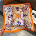 Pañuelo de seda vintage con estampado de cachemira naranja y violeta cuadrado 70cm - Estilo 9 / 70*70cm