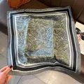 Pañuelo de seda vintage con estampado de amebas, cuadrado de 70 cm, verde y gris. - Estilo 11 / 70*70cm