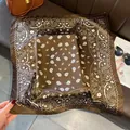 Elegant brown vintage paisley print silk scarf 70cm square fashion bandana wrap for women - Style 5