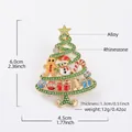 Enamel Christmas tree brooch with snowman, gingerbread man, and rhinestones, 6cm tall. - HC1236 Christmas Tree