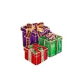 Colorful Christmas gift box brooch with sparkling rhinestones for festive attire decoration - QT0881 Triple Stacked Gift Boxes
