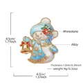 Elegant Christmas snowman brooch pin with golden bell and sparkling rhinestone accents - RW0322 Blue Handbell Snowman