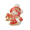 Cute Christmas snowman brooch with red scarf and gold bell accessory - RW0322 Red Bell Snowman