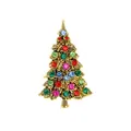 Christmas tree brooch with colorful rhinestones and elegant golden finish for holiday decor - HC0998 Gold Multi-Gem Tree