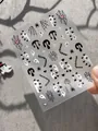 Primo piano di adesivi per unghie di Halloween con fantasmi e ragnatele, modello YT6744. - Stile a Rilievo-Fantasma Ragnatela Fluido (YT6744)