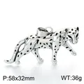 Vintage silver-tone stainless steel leopard pendant for men, size 58x32mm, weight 36g - Leopard Pendant (KP118651-LU) / Pendant Only (No Chain)