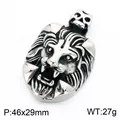 Vintage stainless steel lion head pendant for men, 46x29mm size and 27g weight. - Roaring Lion Head Pendant (KP118688-LU) / Pendant Only (No Chain)