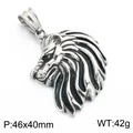 Bold vintage stainless steel lion head pendant for men jewelry, size 46x40mm, 42g weight. - Lion Portrait Pendant (KP118738-LU) / Pendant Only (No Chain)