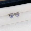 Elegant silver hoop earrings featuring a brilliant round cubic zirconia solitaire pendant - 65 Ear Buckle (Four-Claw Zirconia) / Silver-Clear