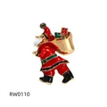 Enamel Santa Claus brooch pin with sparkling rhinestone gift bag detail for Christmas - Santa Claus Gift Bag Style (RW0110)