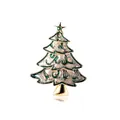Elegant gold and green enamel Christmas tree brooch with a sparkling glitter finish - Gold Base Silver Glitter Christmas Tree Style (HC152)