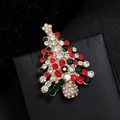 Sparkling Christmas tree brooch pin with red and green rhinestones for holiday gifts - Gold Pave-set Colorful Diamond Christmas Tree Style (YNCP2372圣诞树)