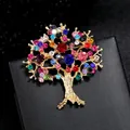 Colorful tree of life brooch with sparkling multi-color rhinestones in gold finish - Gold Multi-color Diamond Tree of Life Style (YNCP1164圣诞树)