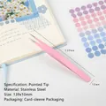 Professional pointed stainless steel craft tweezers in pastel pink for DIY sticker art - Baby Pink Straight Tweezers