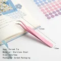 Pink curved stainless steel precision tweezers for 3D scrapbooking and stickers - Baby Pink Curved Tweezers