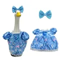Sparkling blue butterfly garden goose dress and sequin bow accessory set for porch statues - Blue Princess Dress Style