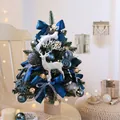 Mini albero di Natale da scrivania blu notte 60cm con 34 ornamenti e luci a stringa LED - Blu Notte (7179) / 60CM