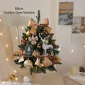 Mini albero di Natale da tavolo 60cm con cervo dorato, fiocchi e set da 21 ornamenti - Stile Cervo Dorato (7111) / 60CM