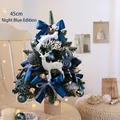 Mini albero di Natale da tavolo 45 cm con ornamenti blu notte e luci LED calde - Stile Blu Notte (7179) / 45cm