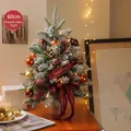 Mini albero di Natale innevato da 60 cm con decorazioni a forma di renna e nastri rossi - Cervo di Rame (XS8891) / 60CM