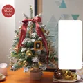 Mini albero di Natale da tavolo 60cm innevato con decorazioni oro e luci - Piccolo Albero Sigillo Dorato 8639 / 60CM