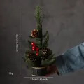 Mini albero di Natale da tavolo con pigne e bacche rosse su base in legno - Albero di Pigne - Tipo C / 35cm