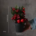 Mini albero di Natale artificiale con bacche rosse e mele decorazione da tavolo 25cm - Albero di Pigne - Stile D 25cm