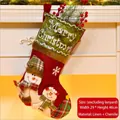 Grande chaussette de Noël rouge avec bonhomme de neige en toile et velours doré - Style Bonhomme de Neige 3D (093-B) / 29x46CM
