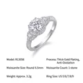 Bague élégante en argent sterling S925 avec moissanite ronde de 6,5 mm pour femme - Taille US 9 / Style R13056 (Moissanite 1 Carat)