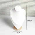 Busto espositivo per collane bianco professionale con base in legno massello di alta qualità - Grande / Bianco