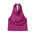 Elegant magenta satin halter neck top with a premium silky texture for stylish women - XS / Tops / Rose Red