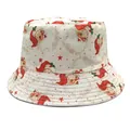 Chapeau bob imprimé Père Noël vintage et étoiles rouges pour cadeaux de Noël et hiver - M (56-58cm) / Imprimé Père Noël Vintage (30#)