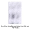 Sheet of 5mm silver crystal rhinestone stickers for DIY crafts and decorations, 300 pieces - 5mm Silver White Rhinestone Style