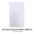 4mm silver self-adhesive rhinestone stickers for DIY craft decoration, 468pcs per sheet - 4mm Silver White Rhinestone Style