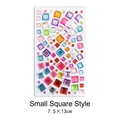 Self-adhesive colorful square rhinestone stickers for DIY crafts and decorations, 7.5x13cm - Small Cube Style