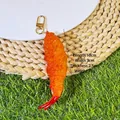 Creatieve realistische gefrituurde garnaal sleutelhanger, 10 cm tas hanger accessoire - Simulatie tempura garnaalstaart
