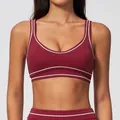 Soutien-gorge de sport bordeaux avec passepoil blanc pour le yoga et le fitness - S / Tops / Rouge Cerise
