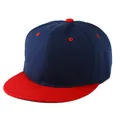 Zweifarbige marineblaue und rote Unisex-Hip-Hop-Baseballkappe mit flachem Schirm - Verstellbar / Marine Kappe Rot Krempe