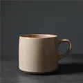 Japanese retro stoneware ceramic coffee mug in earthy beige with textured finish - Wu Style Mug / 440ml / Khaki