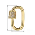 Detail view of a gold-plated oval screw clasp pendant with pave-set zircons - Gold---model: Pe0385-a/19.8*12.3mm / Button