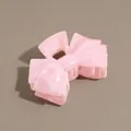 Premium jelly pink bow-shaped hair claw clip with elegant marble acrylic texture - White and Pink Tie-Dye