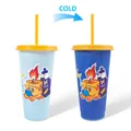 Halloween theme cold temperature sensitive color changing PP plastic cup with straw - 701-800ml / Halloween (Candle Blue)