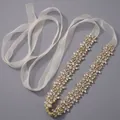 Elegante fascia da sposa per abito da sposa con strass marquise scintillanti. - Stile Cucito a Mano (WS-J061G) / Oro