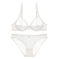 Ensemble de lingerie française en résille transparente ultra-fine avec soutien-gorge - 70B / Haut Et Bas / Blanc