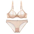 Ensemble soutien-gorge et culotte sexy en maille transparente ultra-fine style français - 70B / Haut Et Bas / Nu