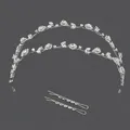 Tiara da sposa in zircone argento con due forcine per capelli coordinate - Light luxury and versatile bridal headband hs-j7383s