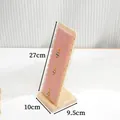 Bamboo necklace display stand with pink velvet insert, 27cm height product view - Bamboo 12-Slot Necklace Display Stand Pink