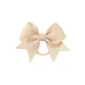 Élastique à cheveux avec nœud papillon en gros-grain beige pour accessoires de coiffure - Blanc cassé (112)